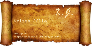 Krizsa Júlia névjegykártya
